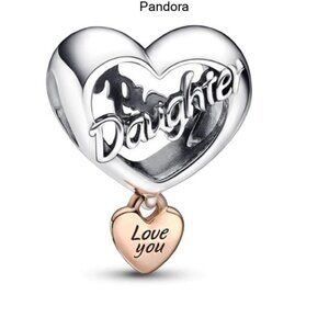 Silver and Rose Gold Heart Charm